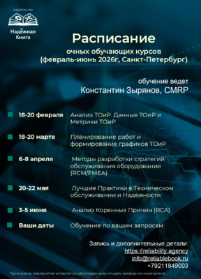 Расписание учебных курсов по ТОиР и надежности 2026г (февраль-июнь)